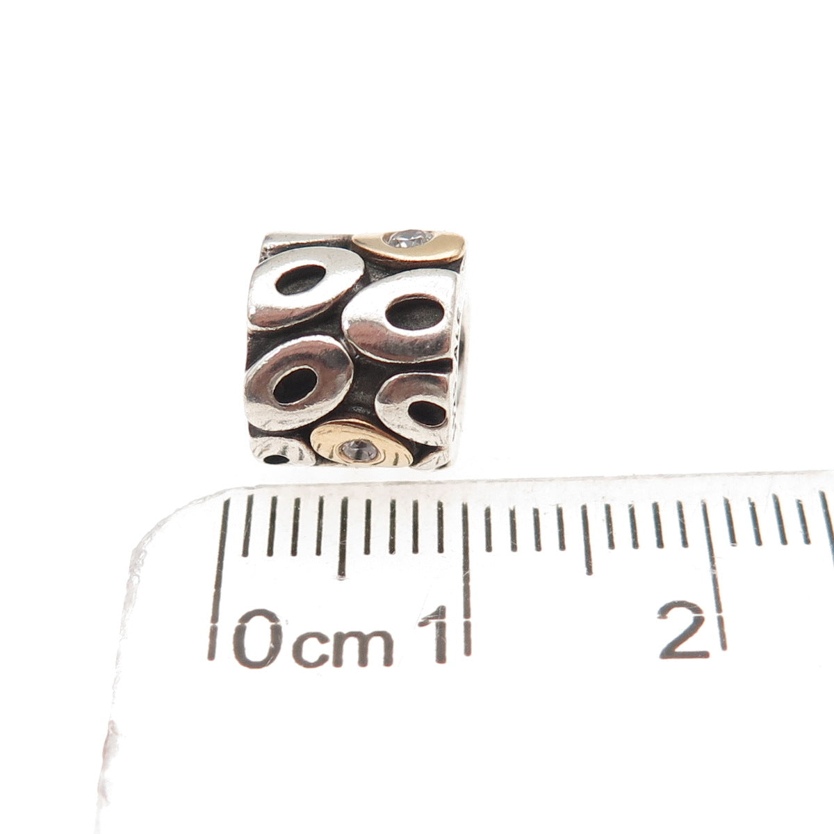 Pandora 925 Sterling Silver & Gold C Z Oh My! Slide Bead Charm
