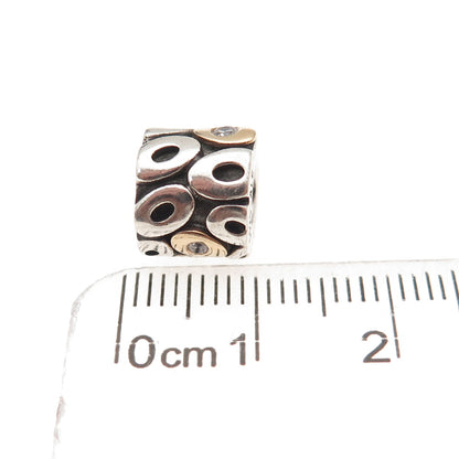 Pandora 925 Sterling Silver & Gold C Z Oh My! Slide Bead Charm
