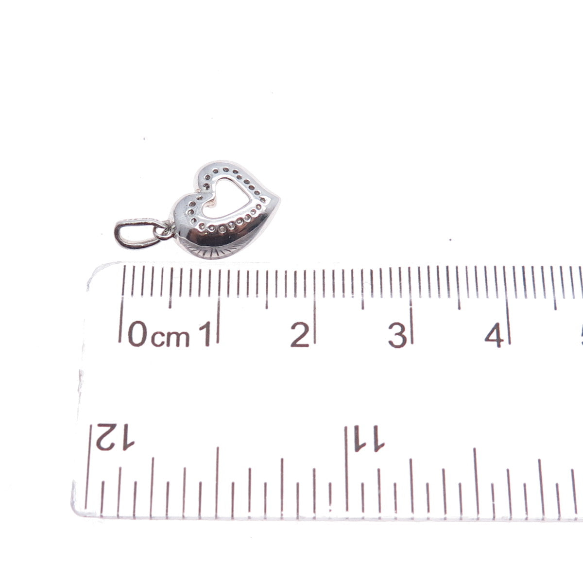 925 Sterling Silver Real Round-Cut Diamond Heart Minimalist Charm Pendant