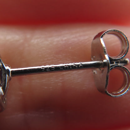 925 Sterling Silver Oval & Round-Cut Blue White C Z Stud Earrings