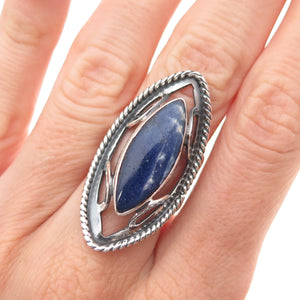Ry E. 925 Sterling Silver Vintage Mexico Real Sodalite Modernist Ring Size 7