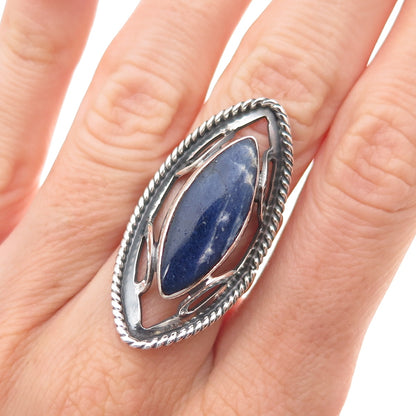 Ry E. 925 Sterling Silver Vintage Mexico Real Sodalite Modernist Ring Size 7