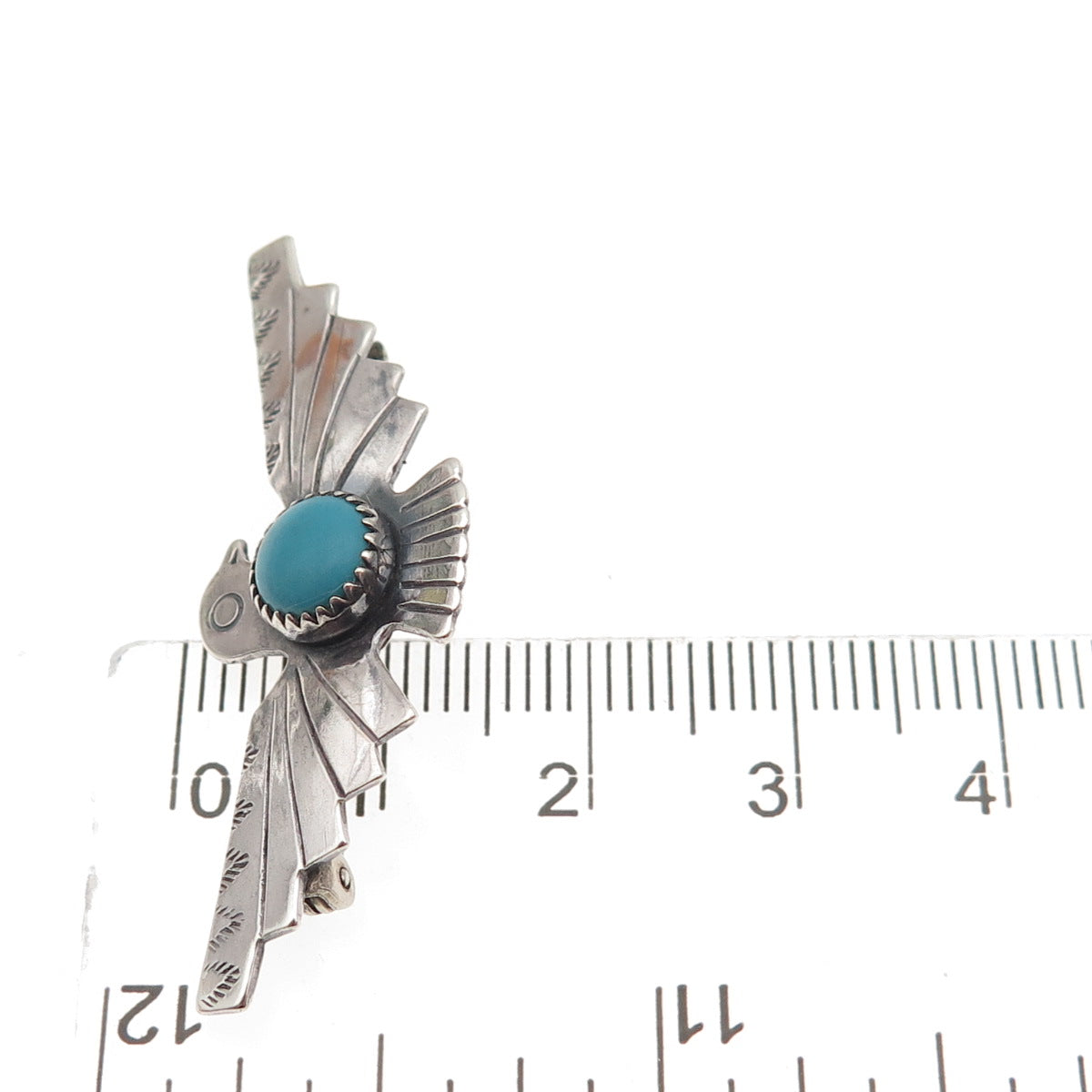 Bell Trading Post Old Pawn 925 Sterling Vintage Turquoise Thunderbird Pin Brooch