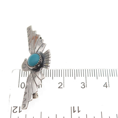Bell Trading Post Old Pawn 925 Sterling Vintage Turquoise Thunderbird Pin Brooch