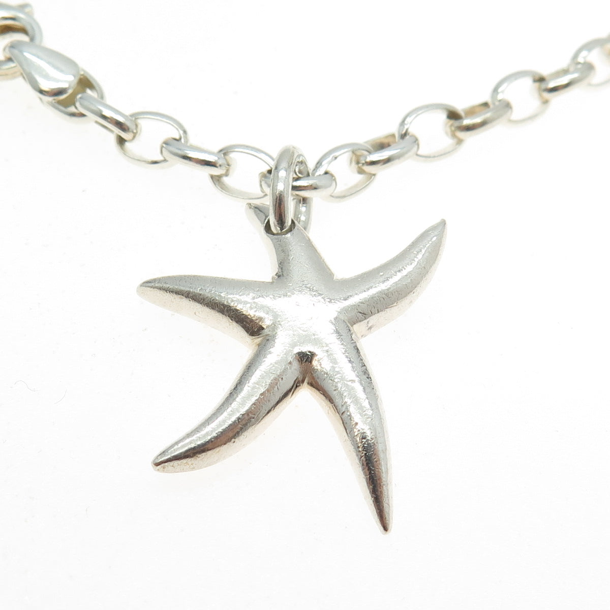 925 Sterling Silver Vintage Starfish Rolo Link Bracelet 6.75"