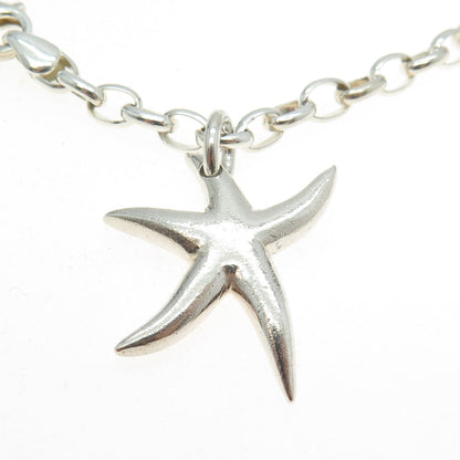 925 Sterling Silver Vintage Starfish Rolo Link Bracelet 6.75"