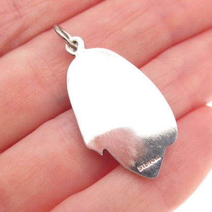 925 Sterling Silver Vintage St. Mary & Jesus Oxidized Charm Pendant
