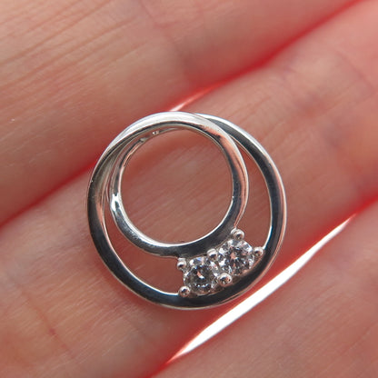 925 Sterling Silver Round-Cut Shaped C Z Spiral Slide Pendant
