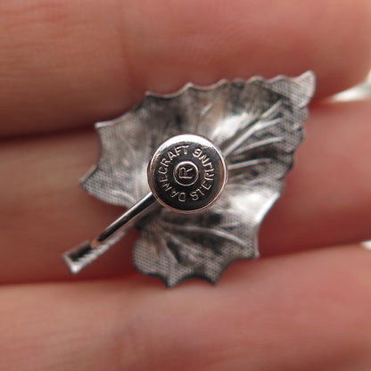 DANECRAFT 925 Sterling Silver Antique Art Deco Floral Leaf Screw Back Earrings