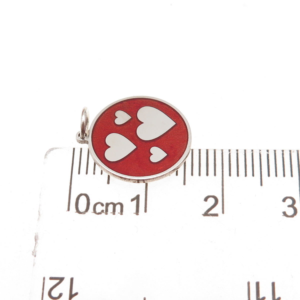 925 Sterling Silver Red Enamel Family Heart Charm Pendant