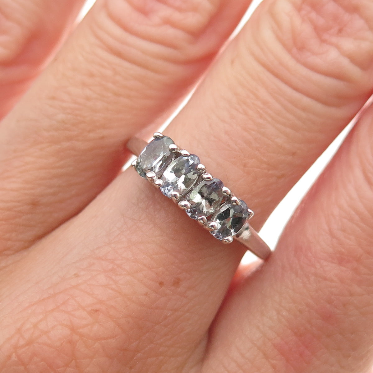 Chuck Clemency 925 Sterling Silver Real Oval-Cut Tanzanite Ring Size 7.25