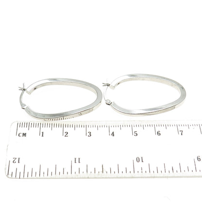 925 Sterling Silver Hinged Oval Hoop Earrings