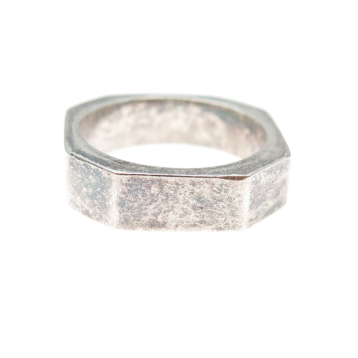 925 Sterling Silver Vintage Geometric Oxidized Band Ring Size 8.25