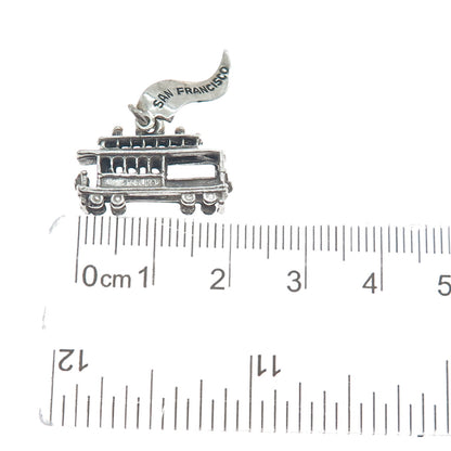 PACIFIC JEWELRY Sterling Silver Vintage SF Cable Car Oxidized 3D Mini Pendant