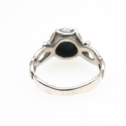 925 Sterling Silver Vintage Real Bisbee Turquoise Modernist Ring Size 5.75