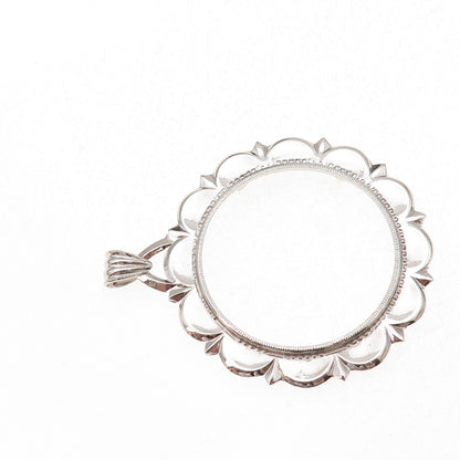 Rand & Paseka 925 Sterling Silver Vintage Morgan Coin Frame Holder Pendant