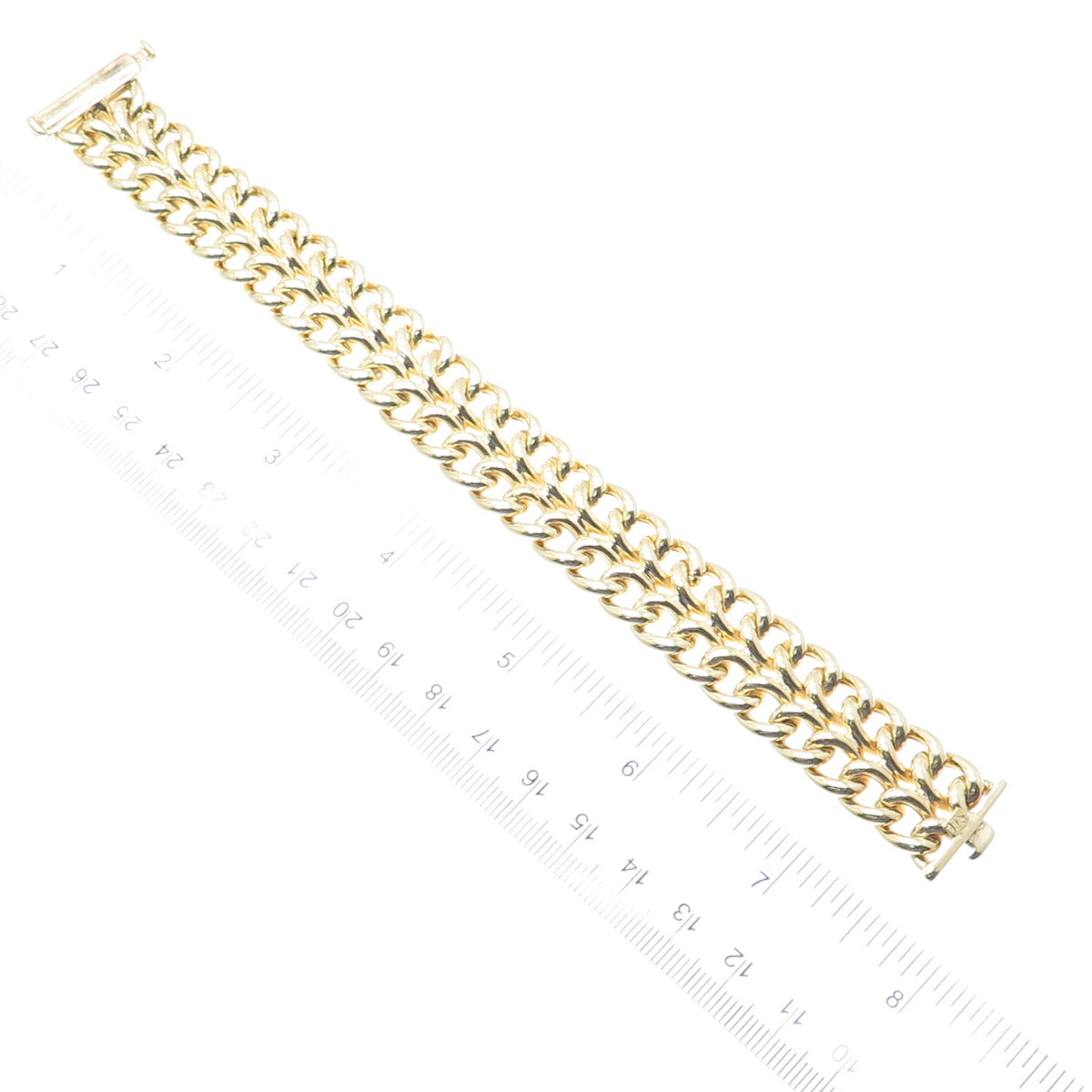 GIOIELLI DI VALENZA Sterling Gold Plated Vintage Double Curb Link Bracelet 7.25"