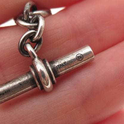 Bottega Veneta 925 Sterling Silver Vintage T-Bar Necklace Lock Clasp Extender