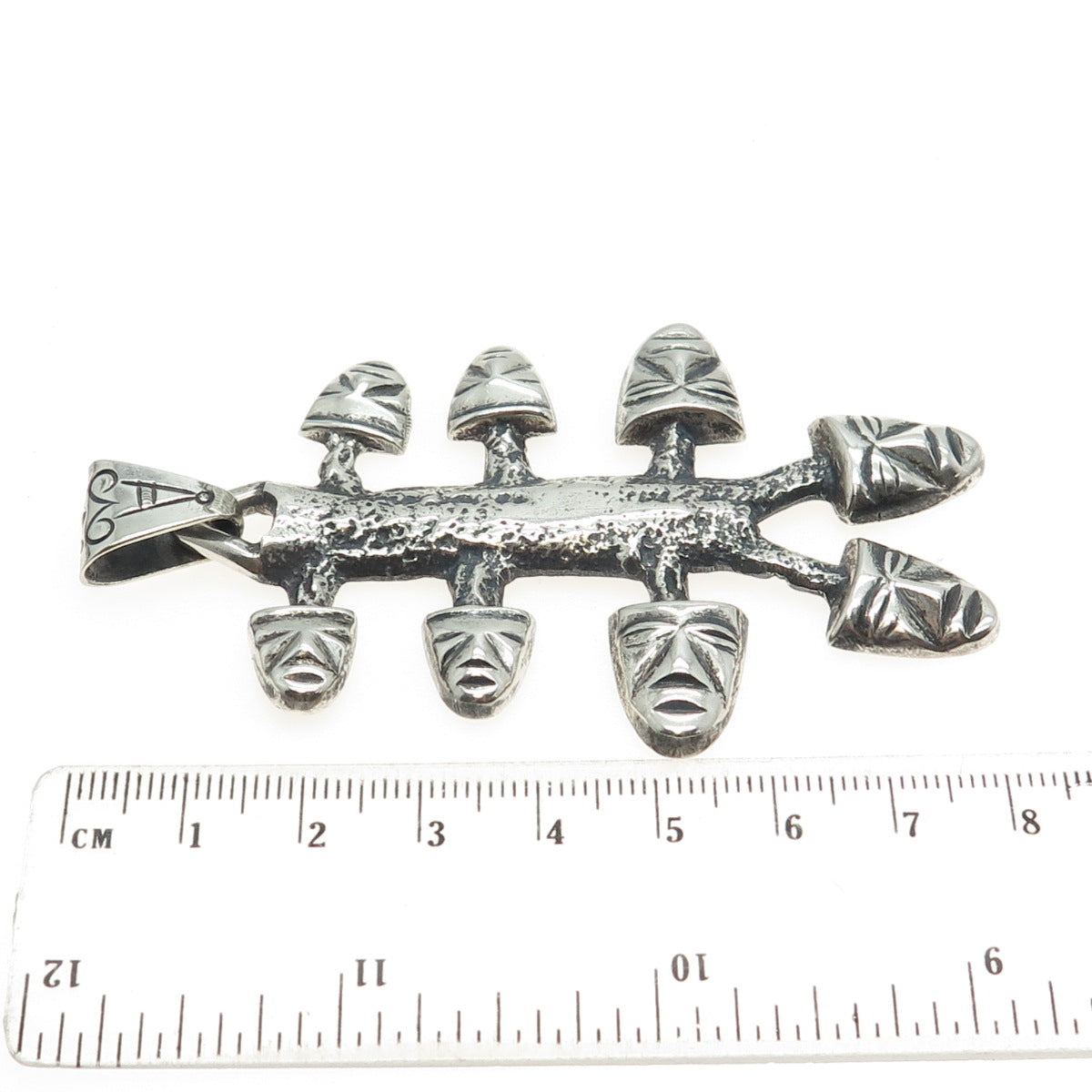925 Sterling Silver Vintage Mexico Tribal Face Mask Pendant