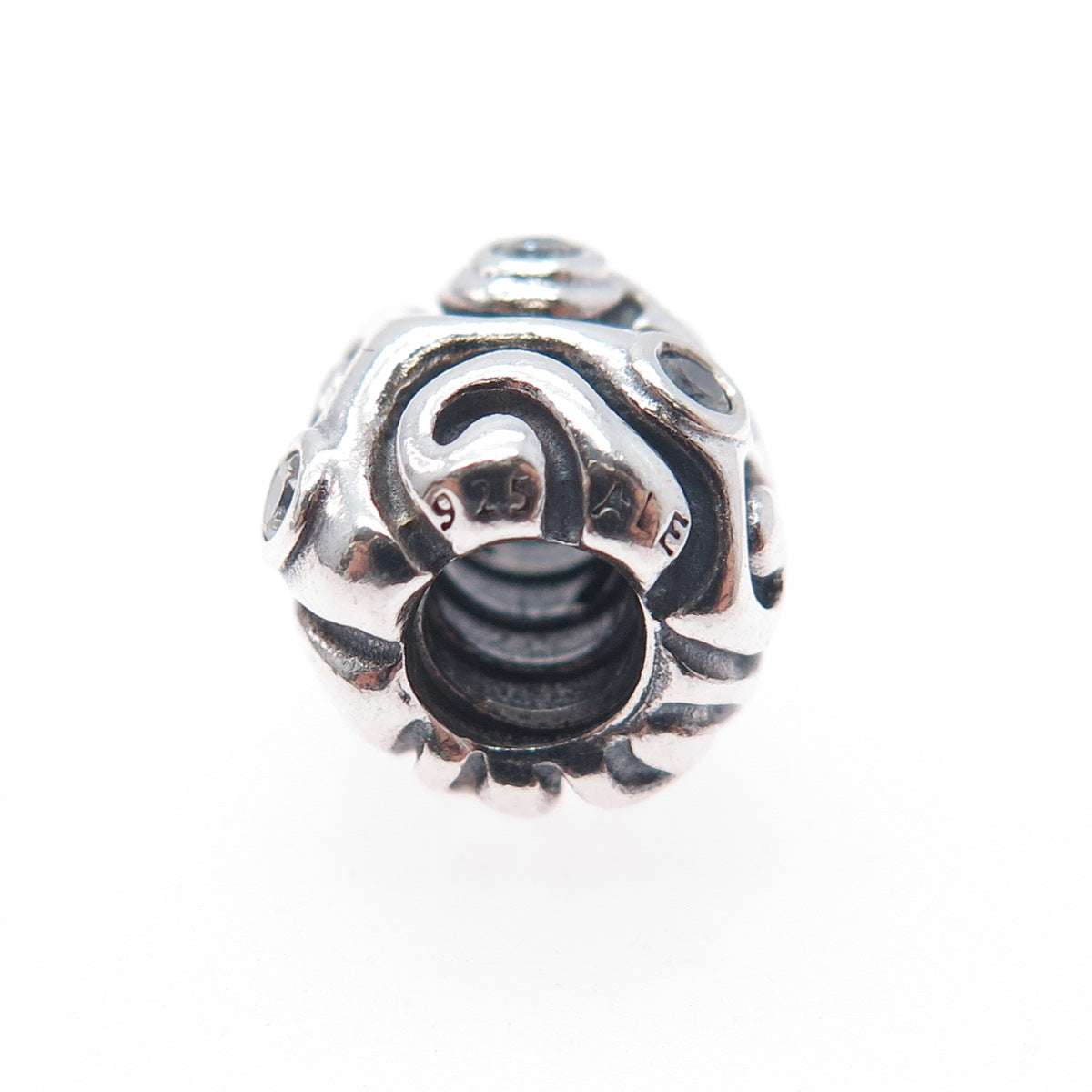 PANDORA 925 Sterling Silver Round-Cut C Z Daydream Slide Bead Charm