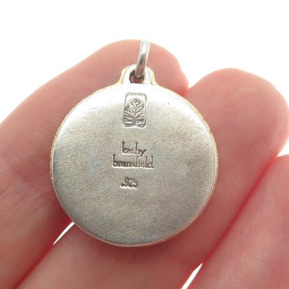 KATHY BRANSFIELD 925 Sterling Silver 2-Tone Vintage "Mom" Love Round Pendant