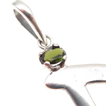 950 Silver Vintage Real Green Tourmaline Sagittarius Zodiac Sign Pendant