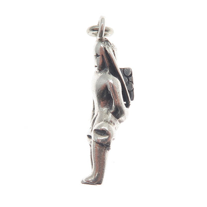 925 Sterling Silver Vintage Gold Miner 3D Charm Pendant