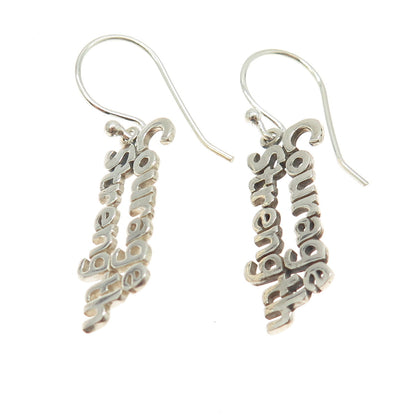 925 Sterling Silver "Courage Strength" Dangling Earrings