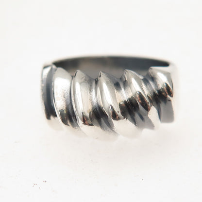 925 Sterling Silver Vintage Mexico Modernist Oxidized Ring Size 8