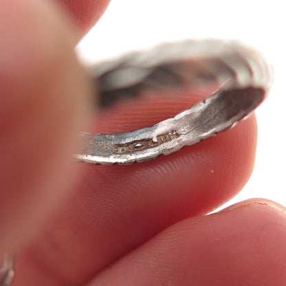 925 Sterling Silver Vintage Snake Adjustable Oxidized Ring Size 7