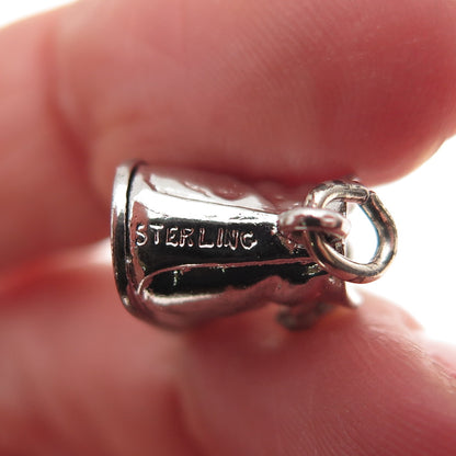Wells 925 Sterling Silver Vintage Baby Boy Shoe 3D Mini Charm Pendant