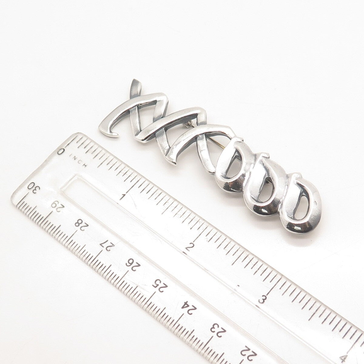 925 Sterling Silver Vintage Mexico "XO" Hugs & Kisses Pin Brooch