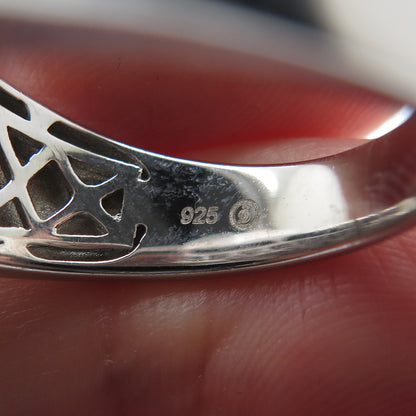 925 Sterling Silver Round-Cut Shaped C Z Sparkle Signet Ring Size 9.5