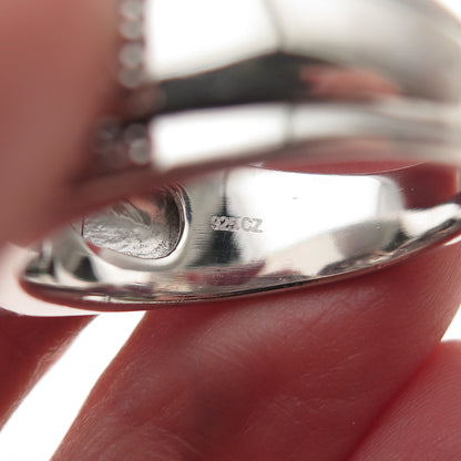 925 Sterling Silver Round-Cut C Z Sparkle Ring Size 10.25