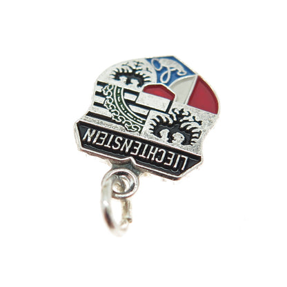 800 Silver Vintage Enamel Liechtenstein Coat of Arms Minimalist Charm Pendant