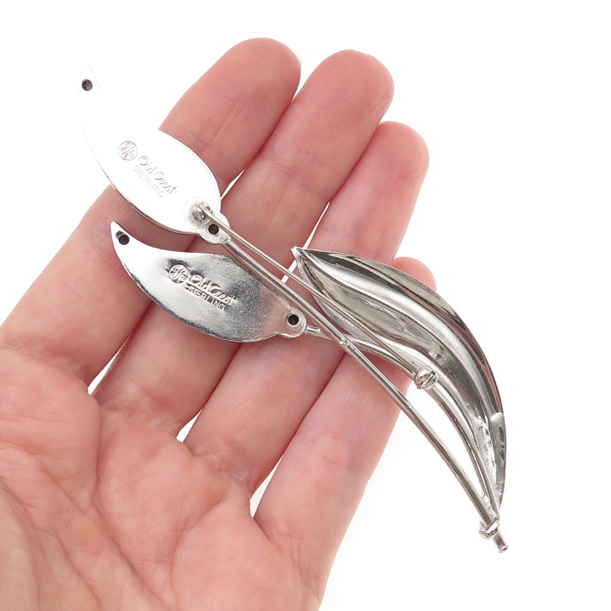Goldman Kolber & Old Crest 925 Sterling Silver Vintage Lily Flower Pin Brooch