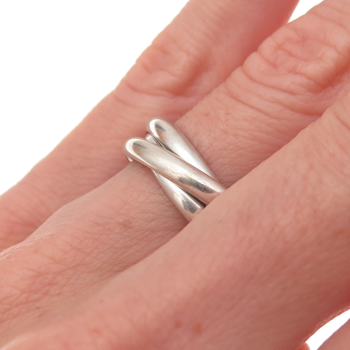 925 Sterling Silver Vintage Interlocked Trinity Band Ring Size 5.5
