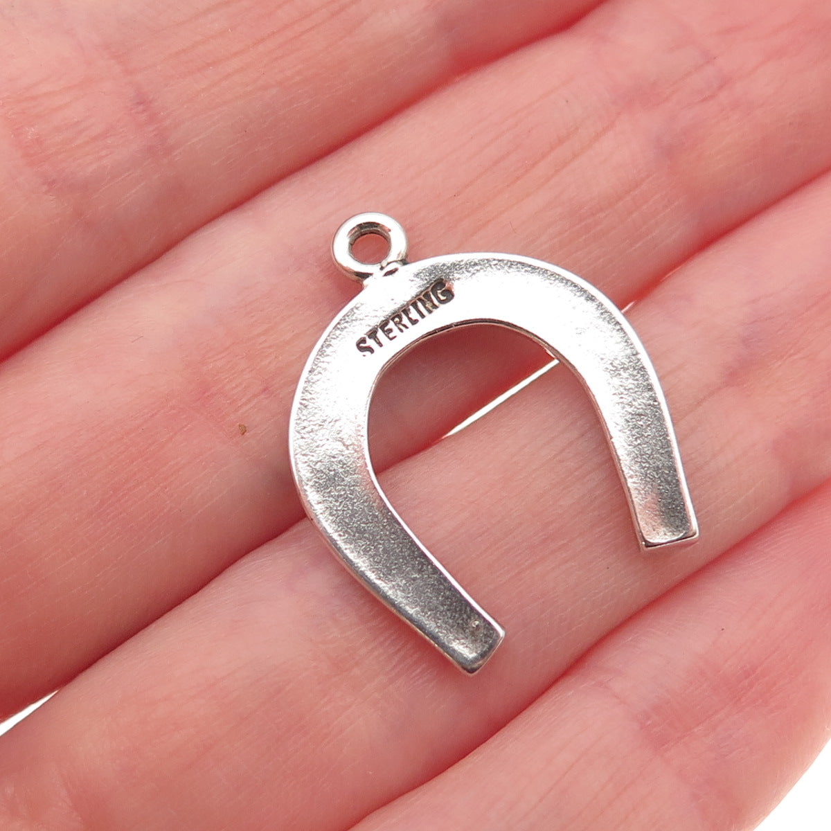 925 Sterling Silver Vintage Horseshoe Good Luck Oxidized Mini Charm Pendant