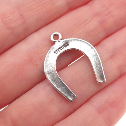 925 Sterling Silver Vintage Horseshoe Good Luck Oxidized Mini Charm Pendant