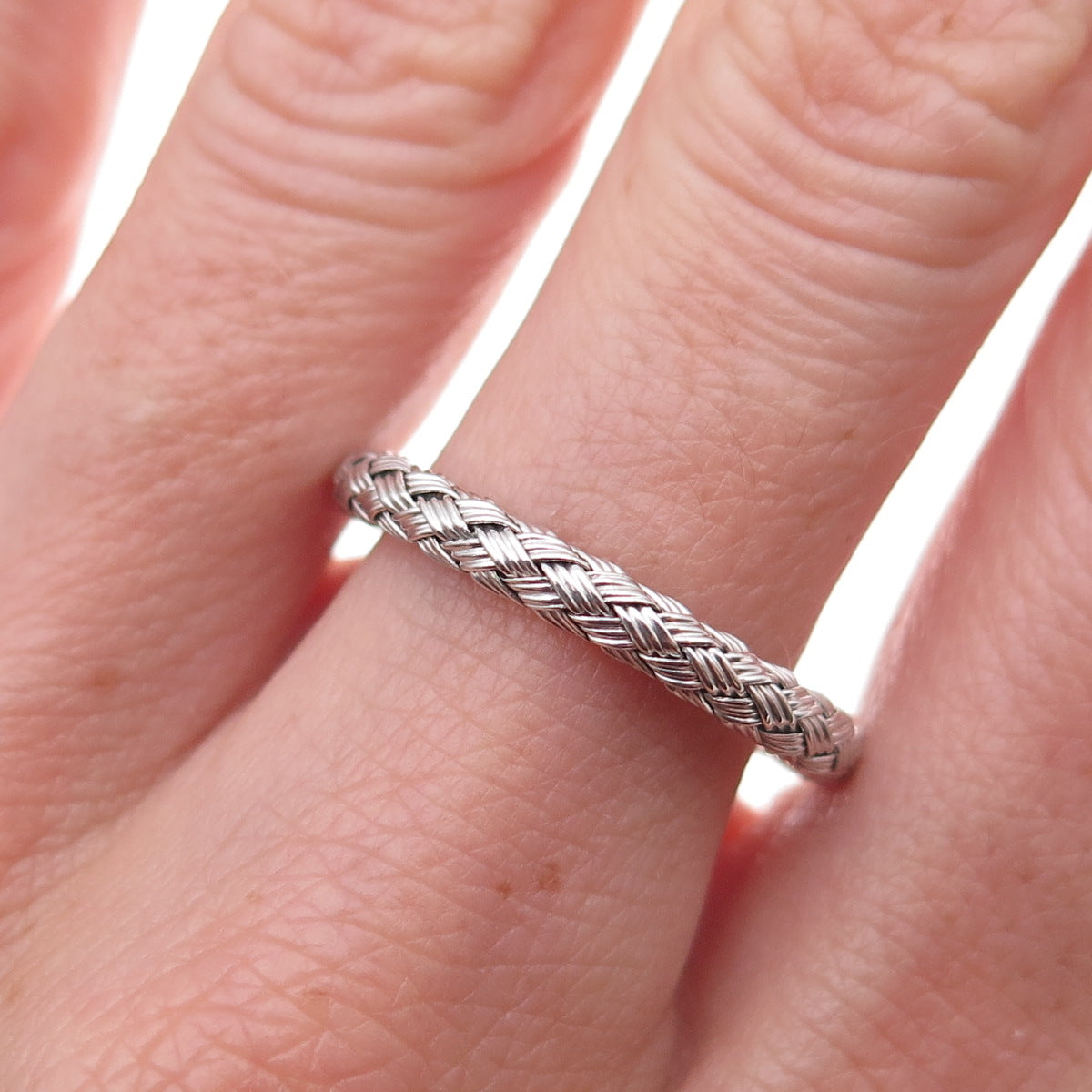 Jacmel Mauritius 925 Sterling Silver Italy Woven Band Ring Size 8.25