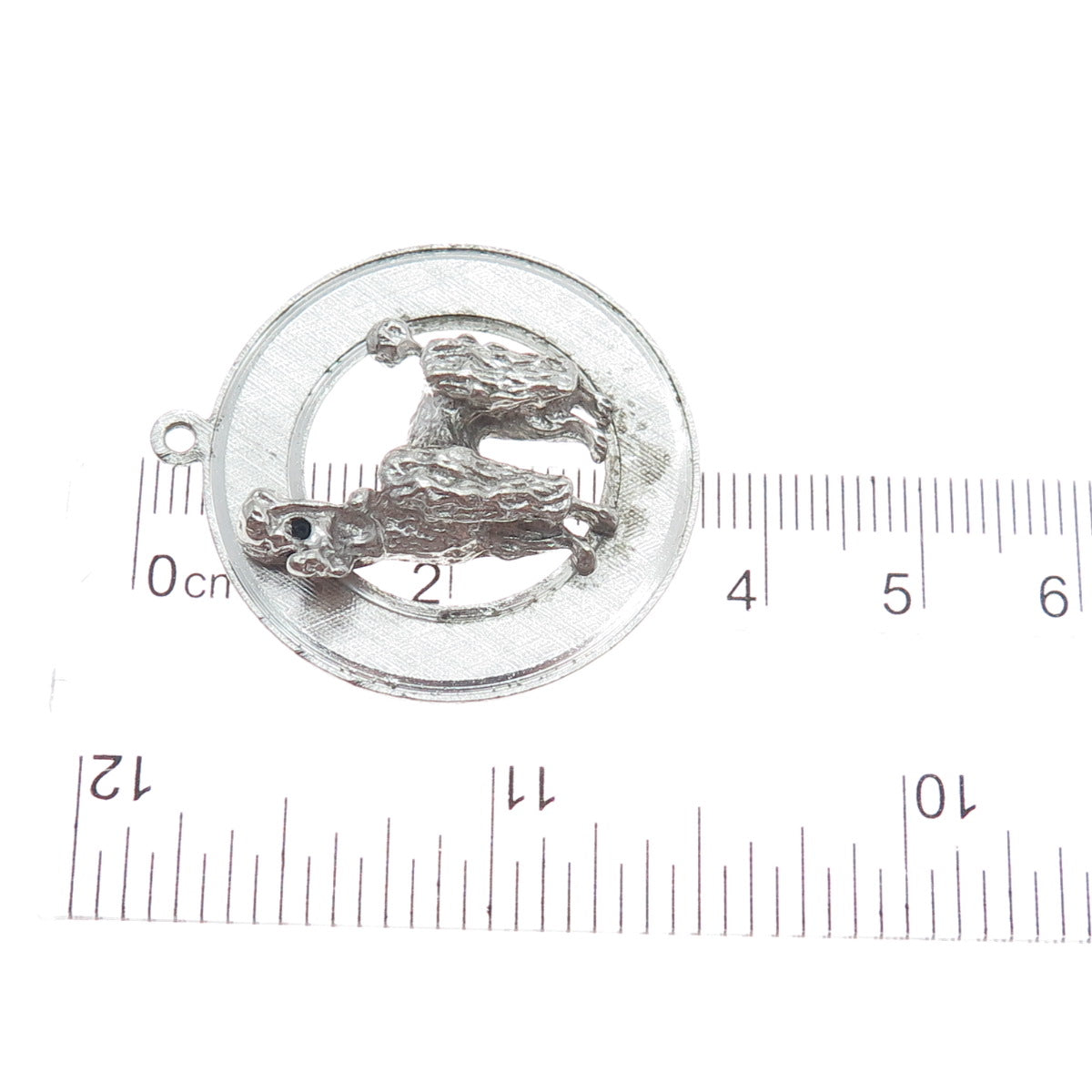 MARK MERCY 925 Sterling Silver Vintage Poodle Dog Round Pendant