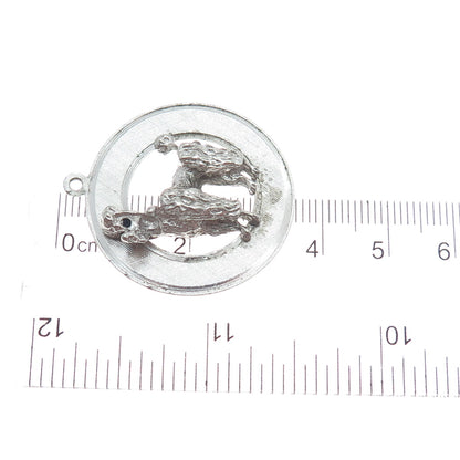 MARK MERCY 925 Sterling Silver Vintage Poodle Dog Round Pendant