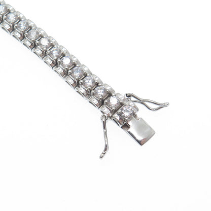 925 Sterling Silver Round-Cut Shaped C Z Tennis Link Bracelet 7.25"