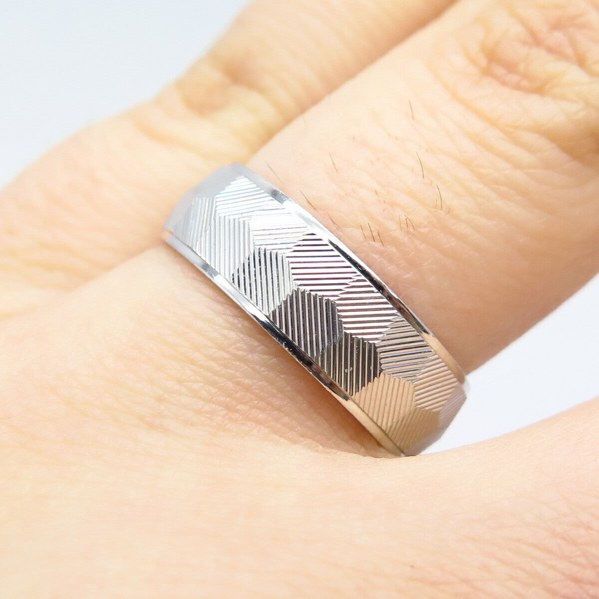 925 Sterling Silver Striped Band Ring Size 5.75