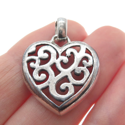 MARK WASSERMAN SAMARA 925 Sterling Silver Vintage Swirl Heart Pendant