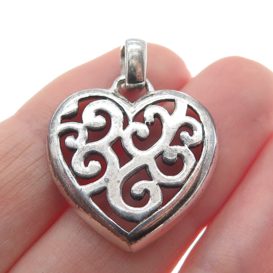 MARK WASSERMAN SAMARA 925 Sterling Silver Vintage Swirl Heart Pendant
