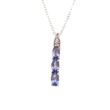 Chuck Clemency 925 Sterling Real Tanzanite White Topaz Cable Chain Necklace 20"