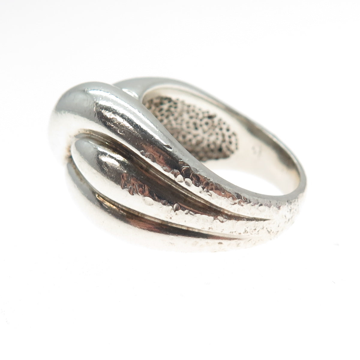 925 Sterling Silver Vintage Modernist Crisscrossed Dome Ring Size 7.25