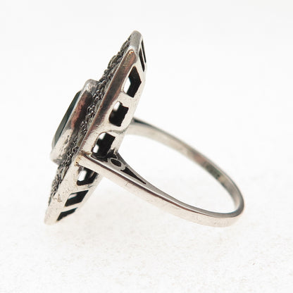 925 Sterling Antique Art Deco Germany Real Marcasite & Rhinestone Ring Size 5