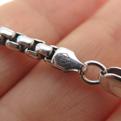 925 Sterling Silver Vintage Italy Round Box Chain Necklace 24"